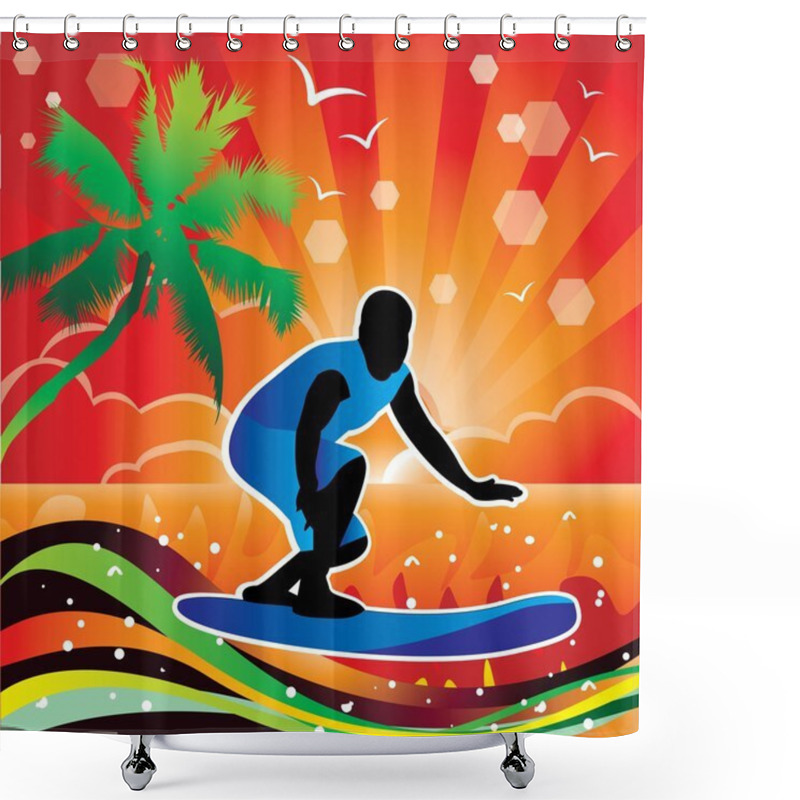 Personality  Vector Surfing Shower Curtains