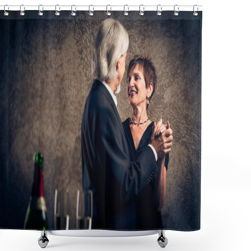 Personality  Senior Married Couple Dancing Shower Curtains