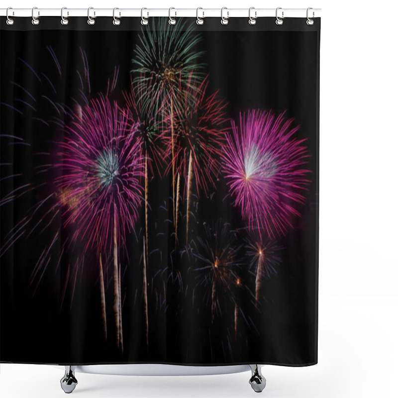 Personality  Fireworks Celebration At Night On  New Year And Copy Space Shower Curtains