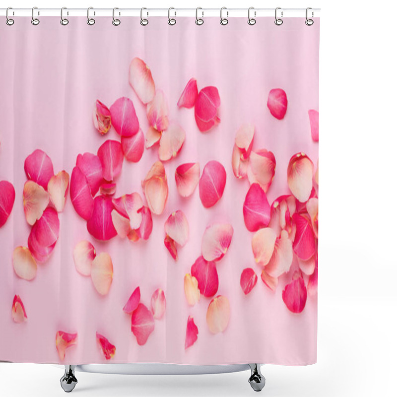 Personality  Valentine's Day. Rose Flowers Petals On White Background. Valent Shower Curtains