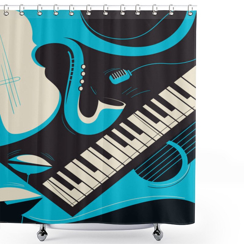 Personality  Poster Template With Saxophone And Piano. Shower Curtains