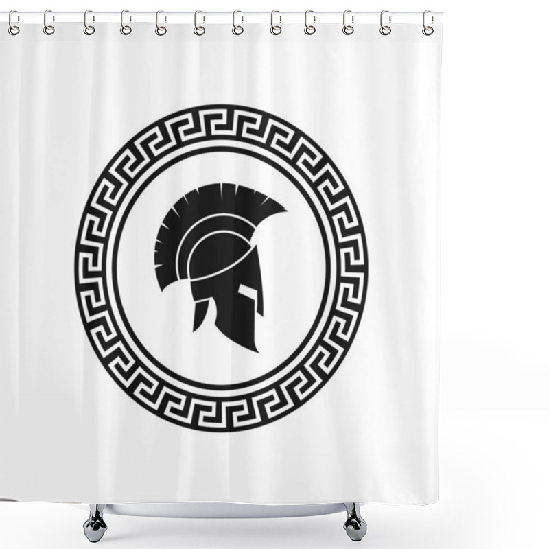 Personality  Vector Illstration Of Spartan Helmet Icon. Flat Design. Isolated. Shower Curtains