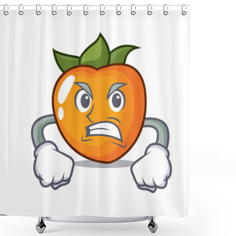 Personality  Angry Persimmon Mascot Cartoon Style Vector Illustration Shower Curtains