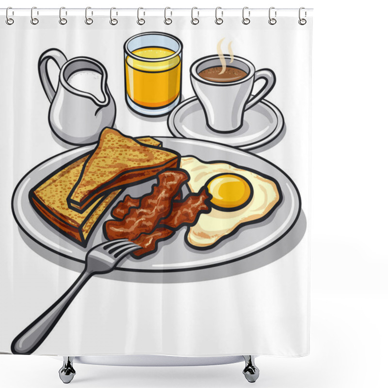 Personality  Illustration Of The English Breakfast With Bacon Shower Curtains