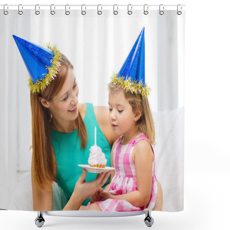 Personality  Mother And Daughter In Blue Hats With Cake Shower Curtains