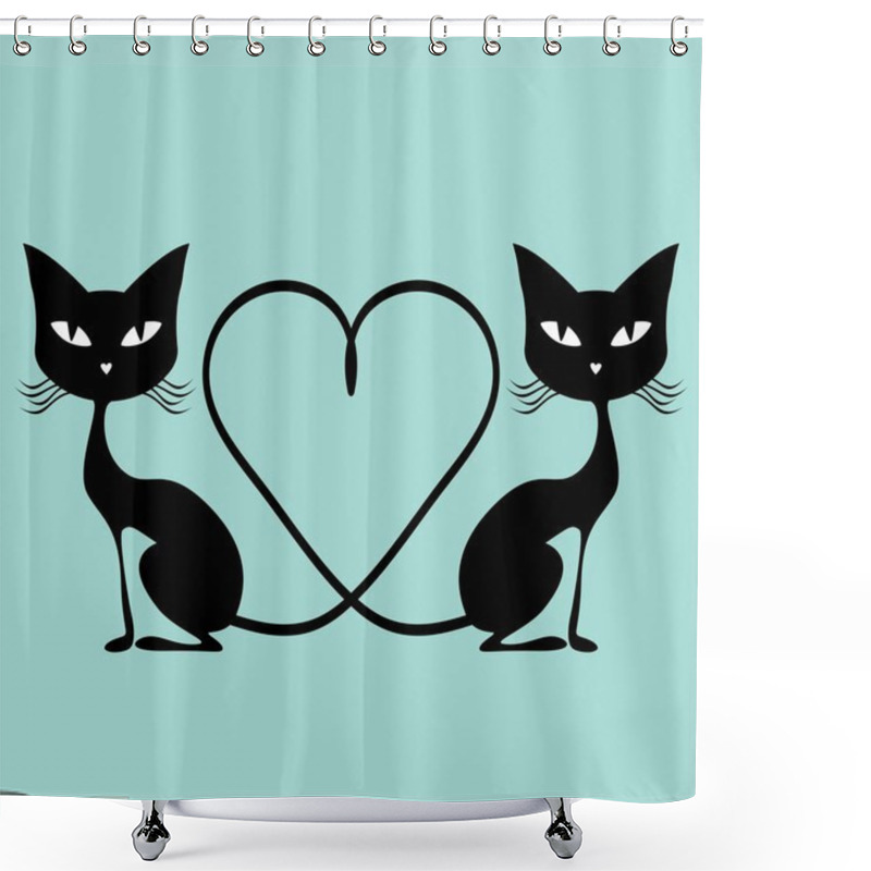 Personality  Card With Cute Black Cats Shower Curtains