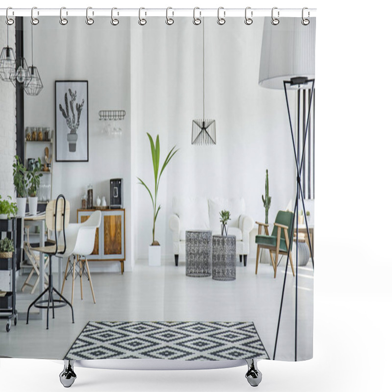 Personality  Loft Interior In Scandinavian Style Shower Curtains