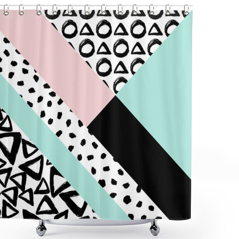 Personality  Abstract Hand Drawn Geometric Pattern Shower Curtains