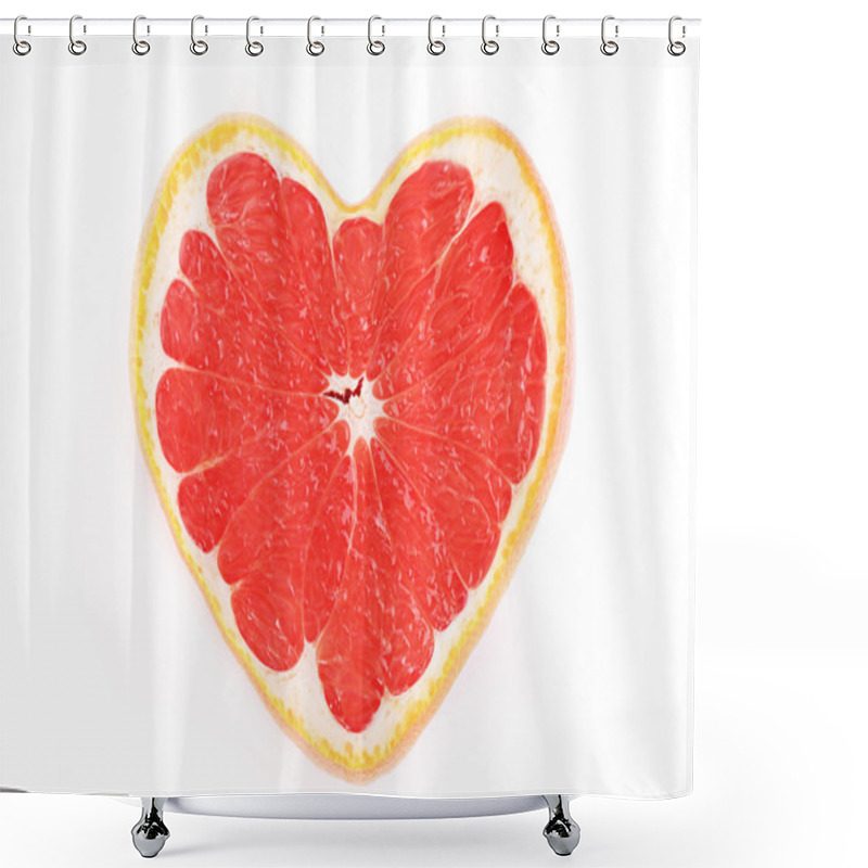 Personality  Close Up Of Sliced Pink Grapefruit In The Form Of Heart Isolated Shower Curtains