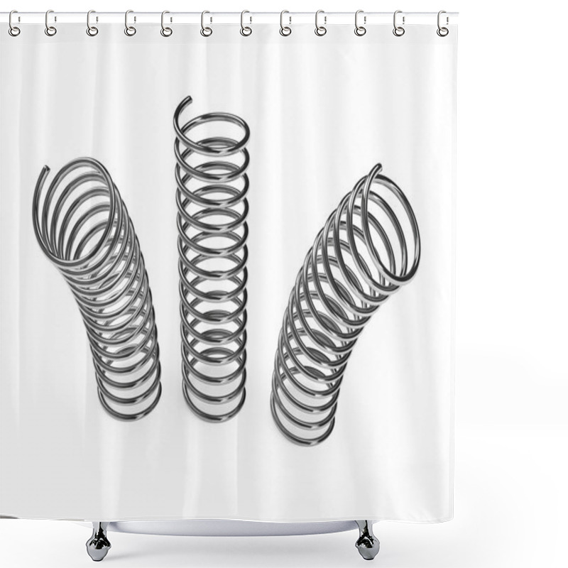 Personality  Chrome Metal Spring Over White Background Shower Curtains