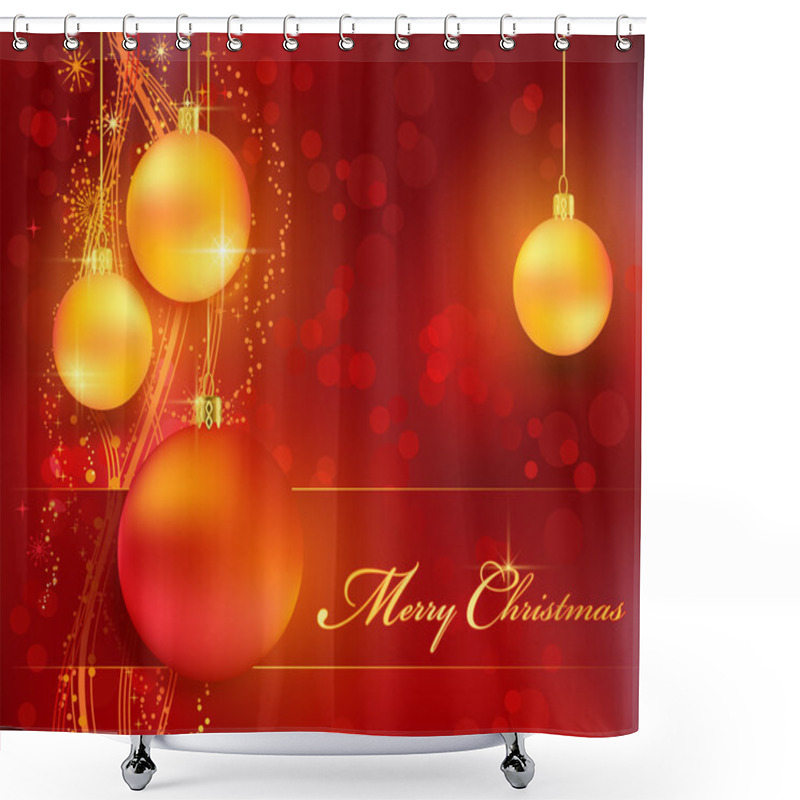 Personality  Red Golden Christmas Bokeh Background With Baubles Shower Curtains