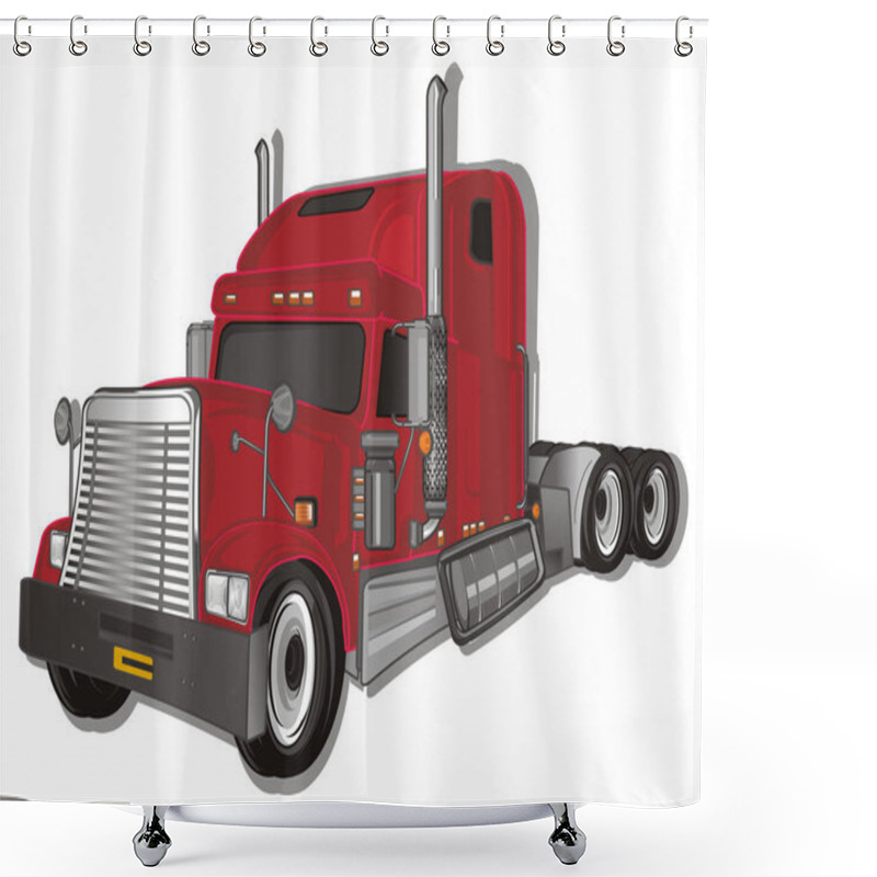 Personality  Red American Trailer And His Shadow Shower Curtains