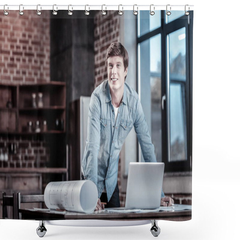 Personality  Inspired Male Engineer Finishing Work Shower Curtains