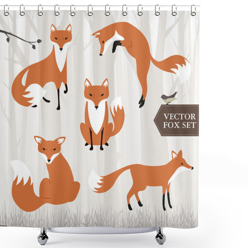 Personality  Different Fox Drawings Shower Curtains