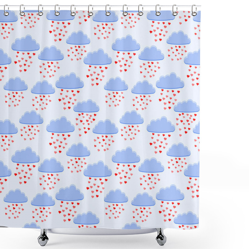 Personality  Vector Background With Rain Of Hearts. Shower Curtains