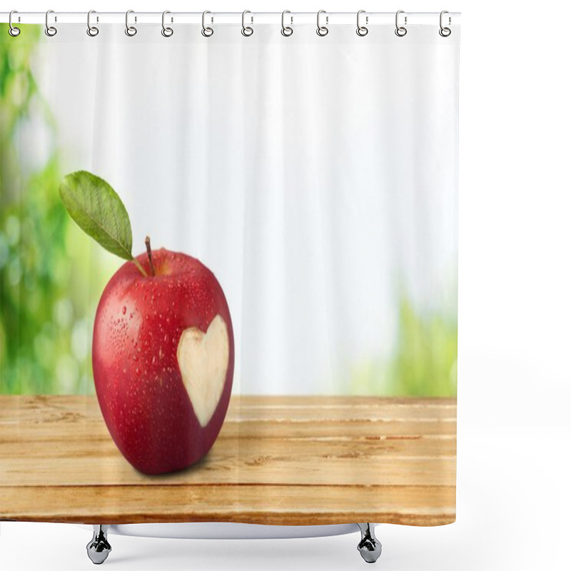 Personality  Apple With A Heart Shaped Cut-out. Shower Curtains