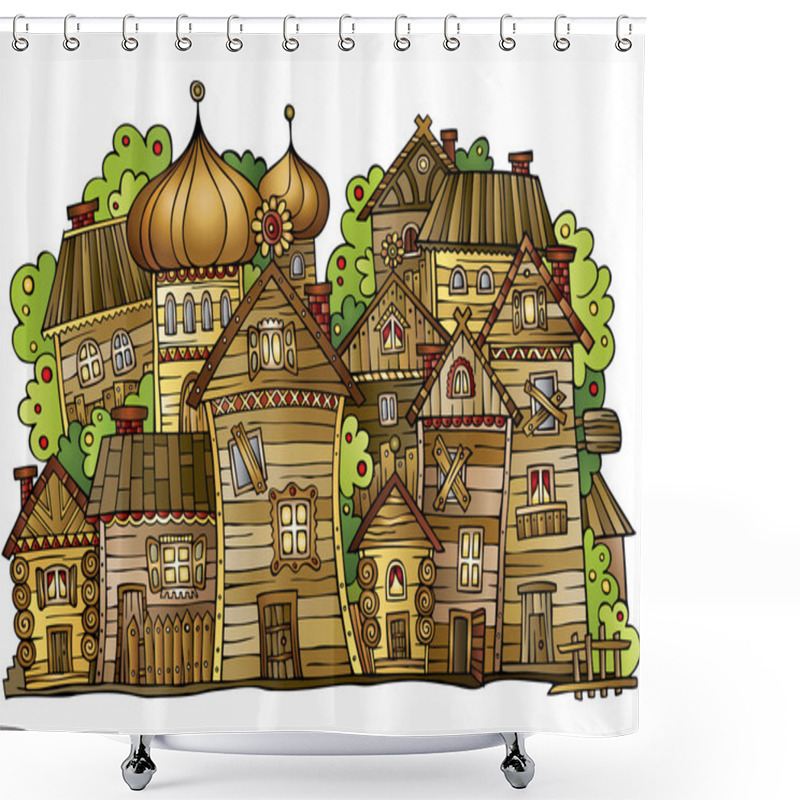 Personality  Cartoon Wooden Village Shower Curtains