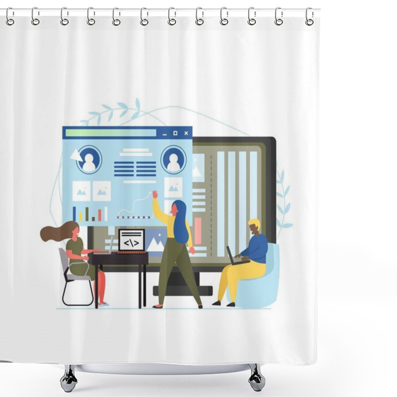 Personality  Front End Development, Vector Flat Style Design Illustration Shower Curtains