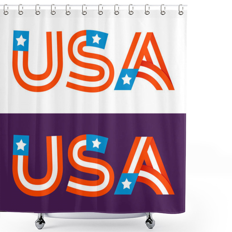 Personality  USA Letters With Stars And Stripes. Shower Curtains