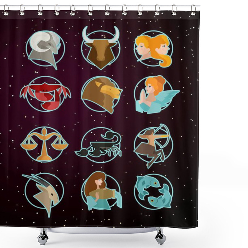 Personality  Twelve Zodiac Constellation Horoscope Signs Shower Curtains