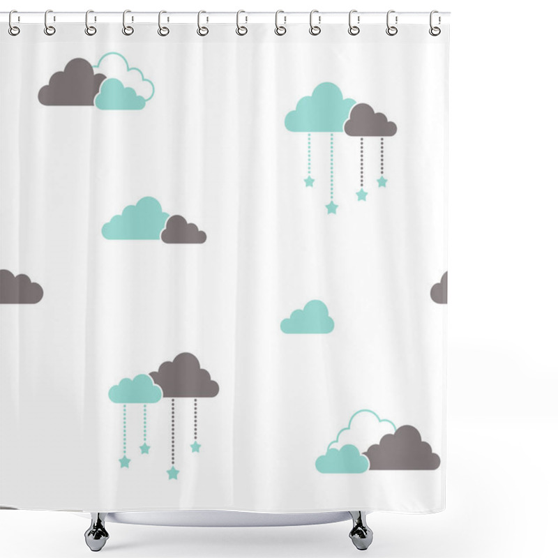 Personality  Clouds And Stars Seamless Background Shower Curtains