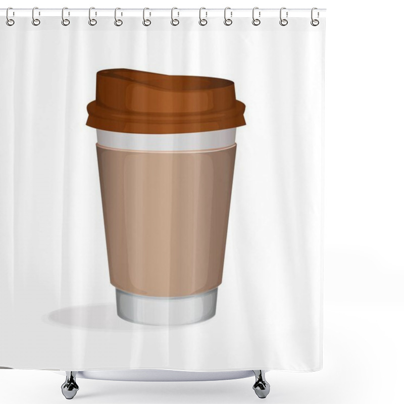 Personality  Takeaway Cup Of Cofee With Brown Cover Shower Curtains