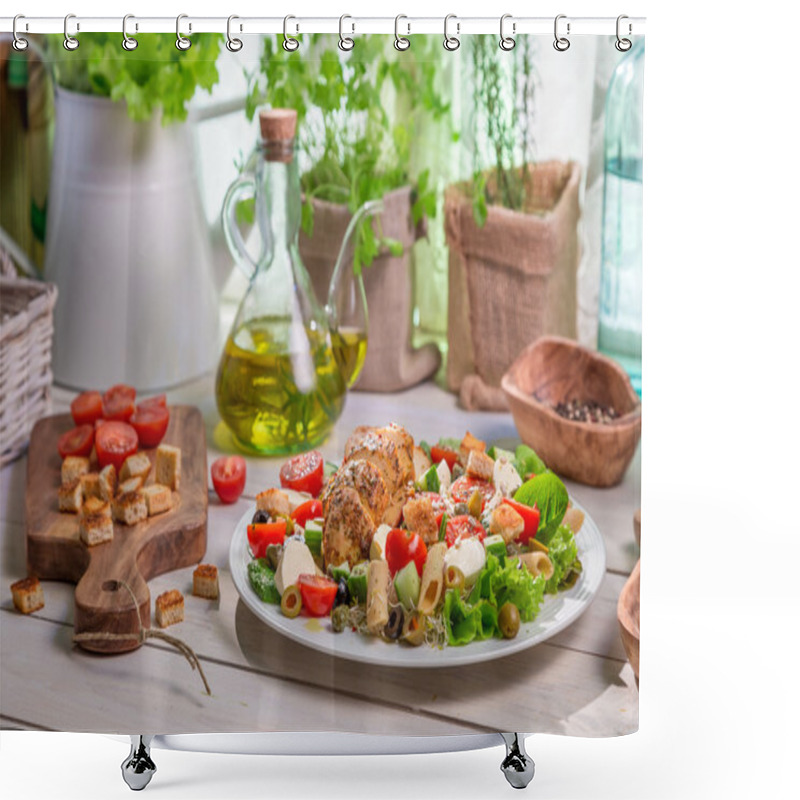 Personality  Healthy Homemade Food With Vegetables Shower Curtains