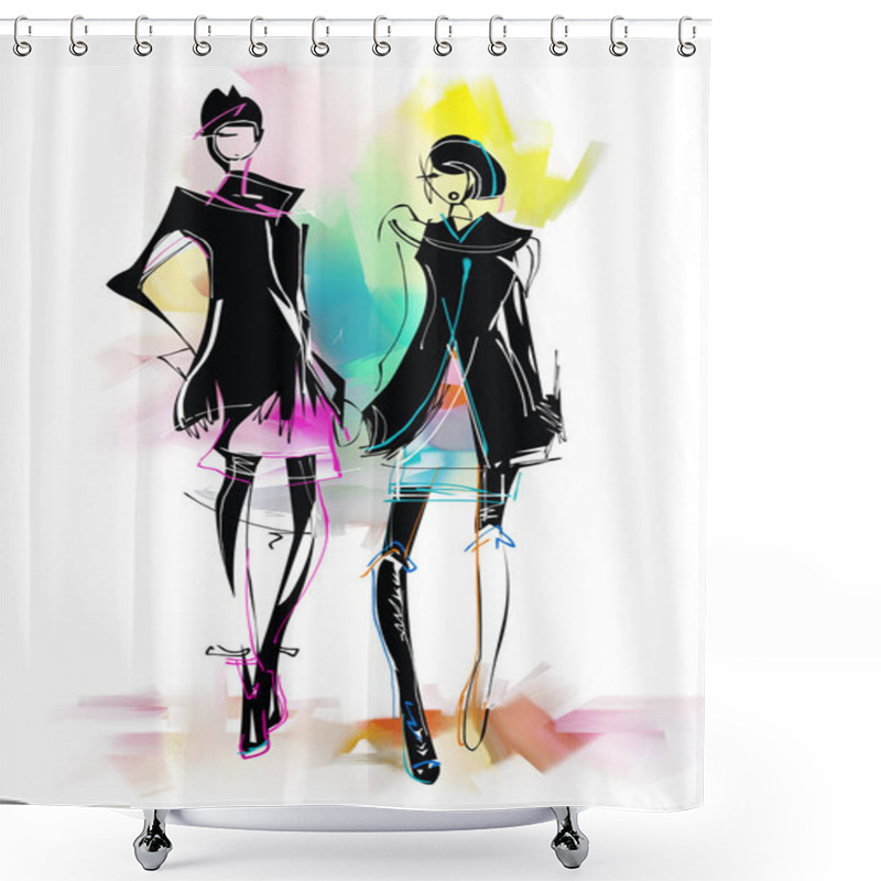 Personality  Fashion Sketches Set Shower Curtains