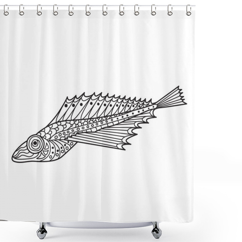 Personality  Zentangle The Baikal Oilfish Golomyanka For Adult Anti Stress Co Shower Curtains