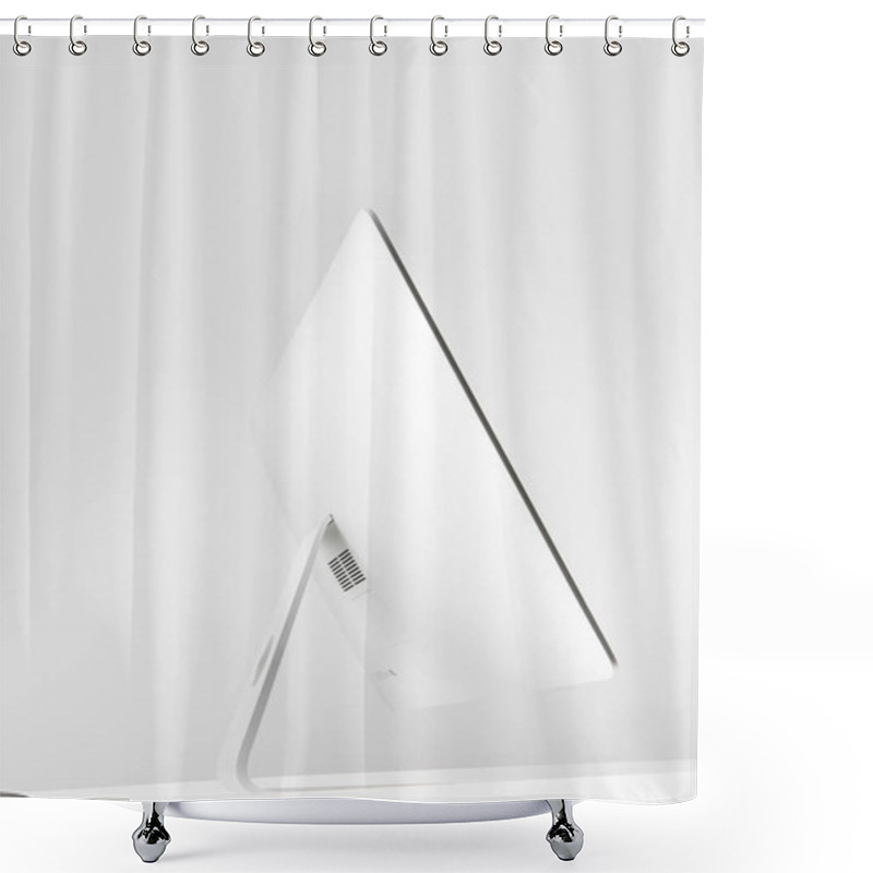 Personality  Side View Of Desktop Computer Display On White  Shower Curtains