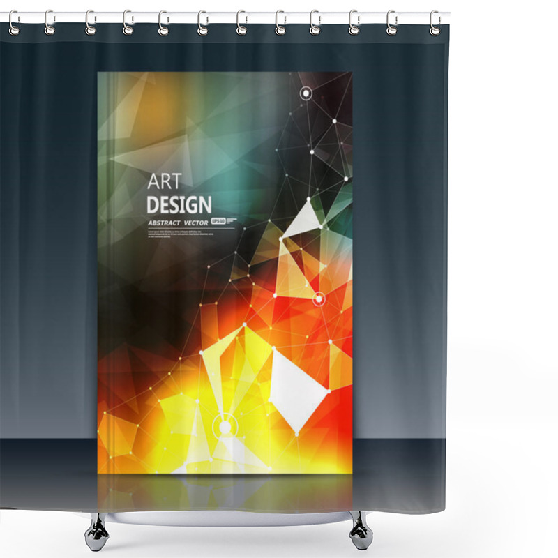 Personality  Abstract Composition, Text Frame Surface, Orange A4 Brochure Title Sheet, Alien Cybernetic Dot, Creative Figure, Logo Sign Icon, Outer Space Fire, Banner Form, Cosmic Flier Fashion, EPS10 Vector Image Shower Curtains