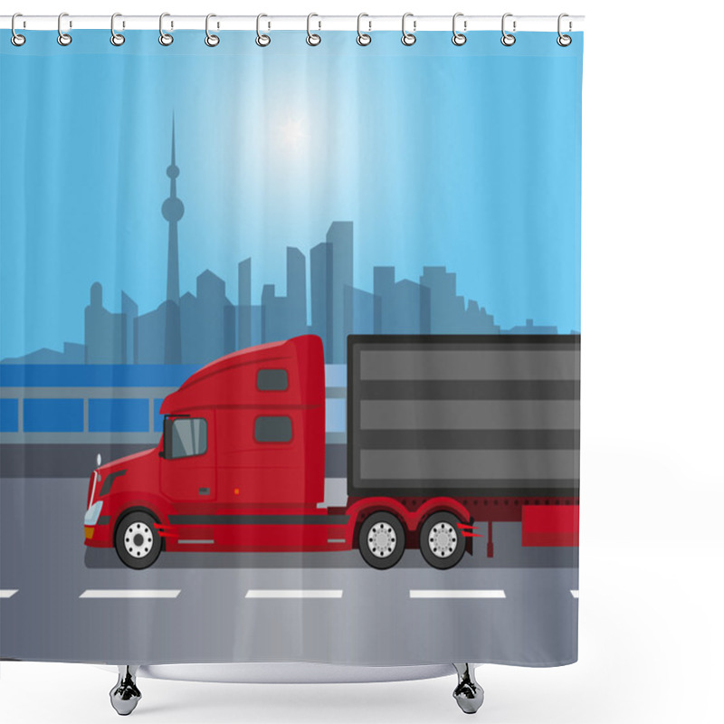 Personality  Red American Truck Isolated Shower Curtains