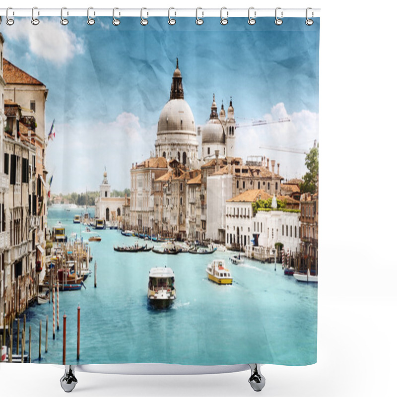 Personality  Grunge Style Image Of Grand Canal, Venice, Italy Shower Curtains