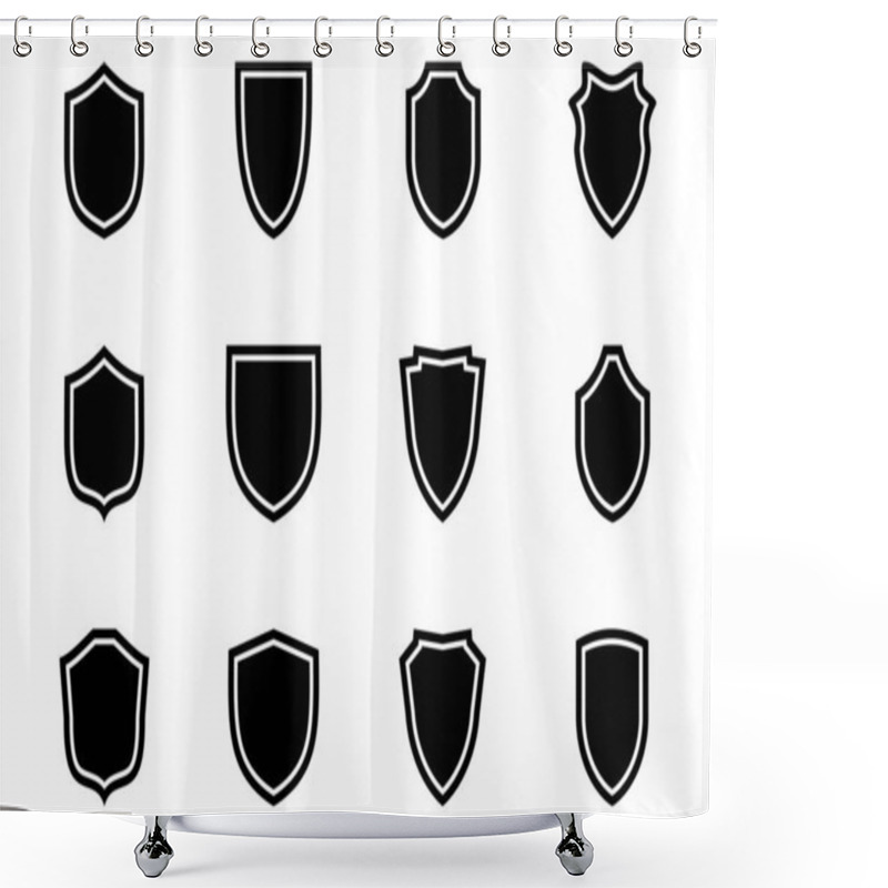 Personality  Shield Emblem & Badge Logos Glyph With Frame Pictogram Symbol Visual Illustration Set Shower Curtains