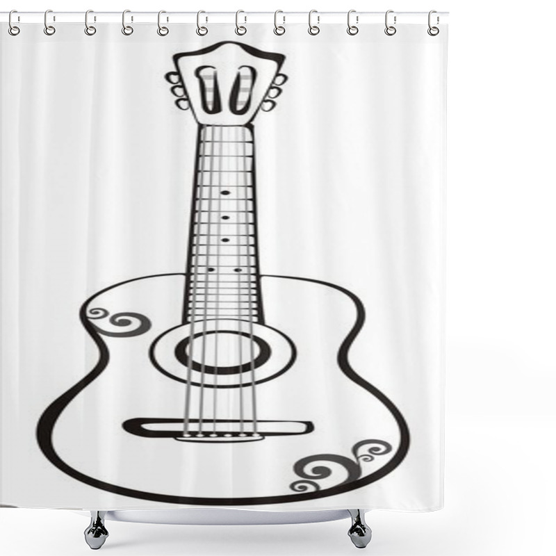 Personality  Classic Guitar Sketch In Black Lines Shower Curtains