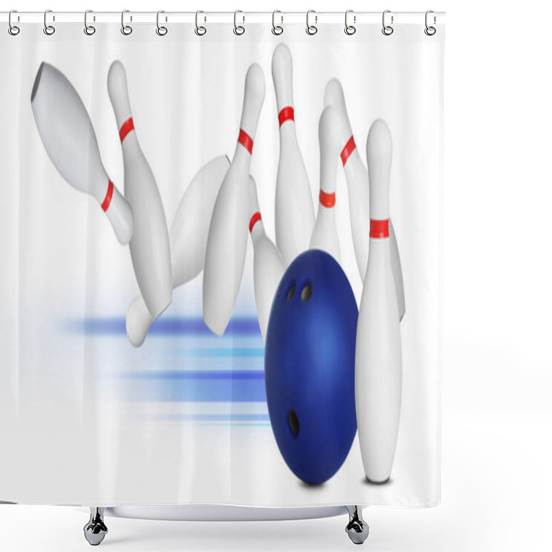 Personality  Bowling Pins And Ball On White Background Shower Curtains