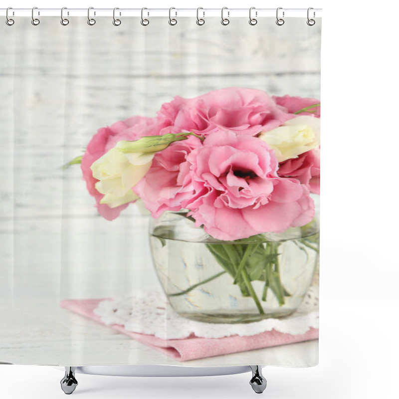 Personality  Eustoma Flowers In Vase Shower Curtains