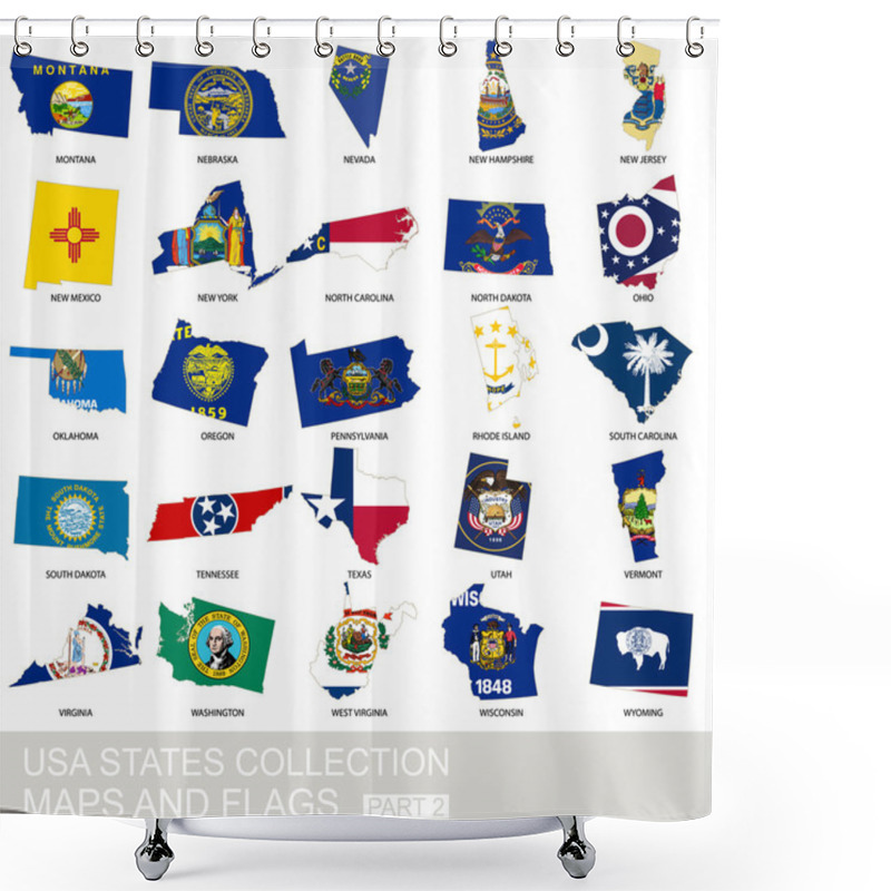 Personality  USA State Collection, Maps And Flags Shower Curtains