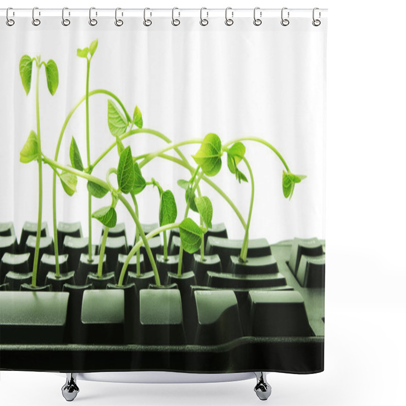 Personality  Computer Keyboard With Snow Pea Sprouts Shower Curtains