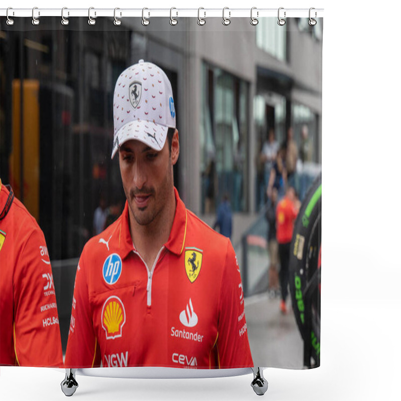 Personality  Spanish GP F1 2024 On June 19-23, 2024 At Montmel, Barcelona Spain - Carlos Sainz Pilota F1 Scuderia Ferrari Shower Curtains