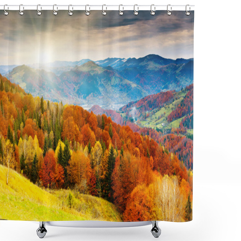 Personality  Mountain Autumn Landscape Shower Curtains