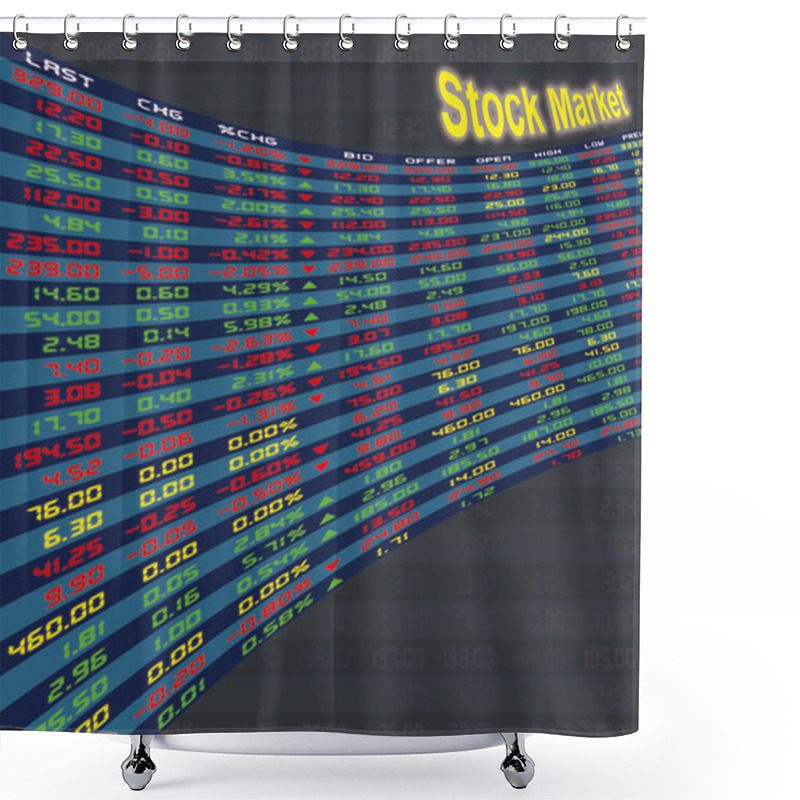 Personality  A Display Panel Of Daily Stock Market Shower Curtains