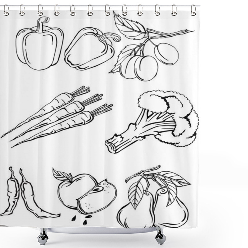 Personality  Vegetables And Fruits Shower Curtains