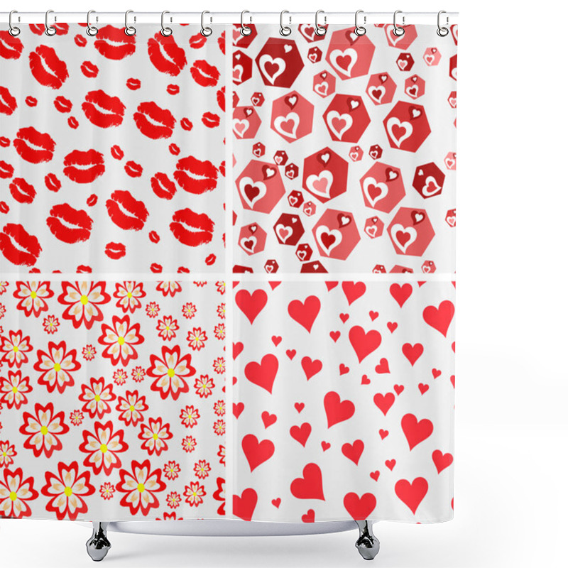 Personality  Set Of Seamless Love Patterns. Shower Curtains