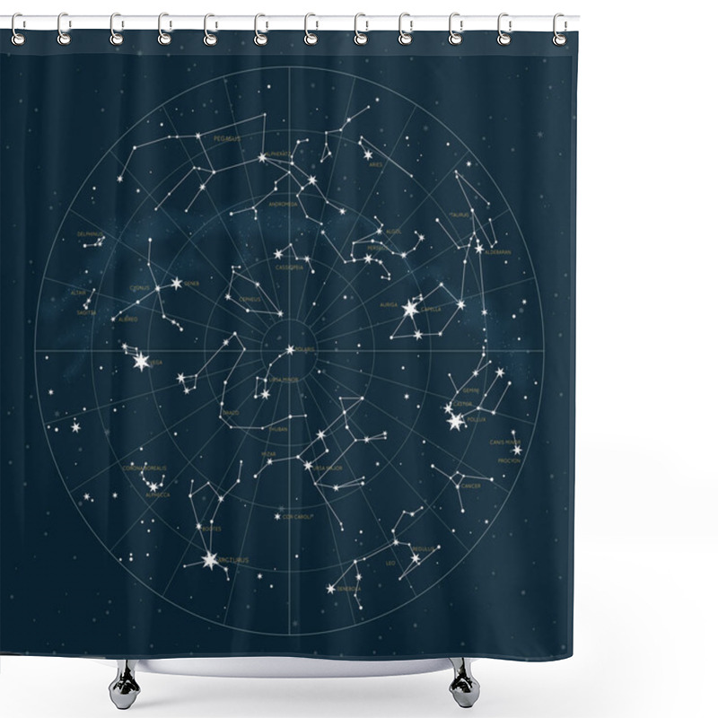 Personality  Northern Hemisphere. Star Map Of Vector Constellations Shower Curtains