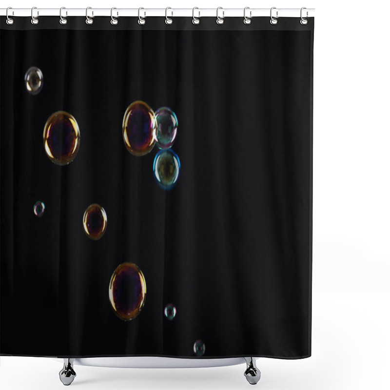 Personality  Beautiful Translucent Soap Bubbles On Dark Background Shower Curtains