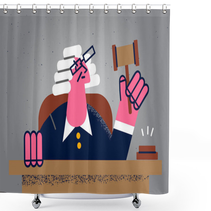 Personality  Male Judge In Wig Hold Gavel In Court  Shower Curtains