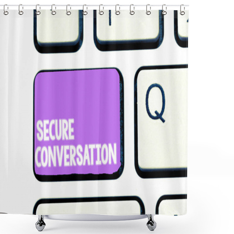 Personality  Writing Note Showing Secure Conversation. Business Photo Showcasing Secured Encrypted Communication Between Web Services Shower Curtains