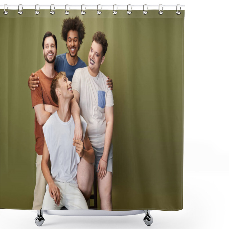 Personality  Four Individuals Enjoy A Moment Of Happiness And Connection, Expressing Their Vibrant LGBTQ Pride. Shower Curtains