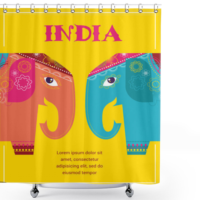 Personality  India - Background With Patterned Elephants Shower Curtains